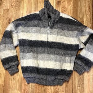 Vintage Hilda LTD Wool Striped Bomber Jacket Mens L Made in Iceland Y2K 90s